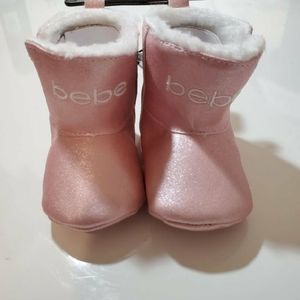 Bebe Baby Pink Ankle Boots white trim size 2